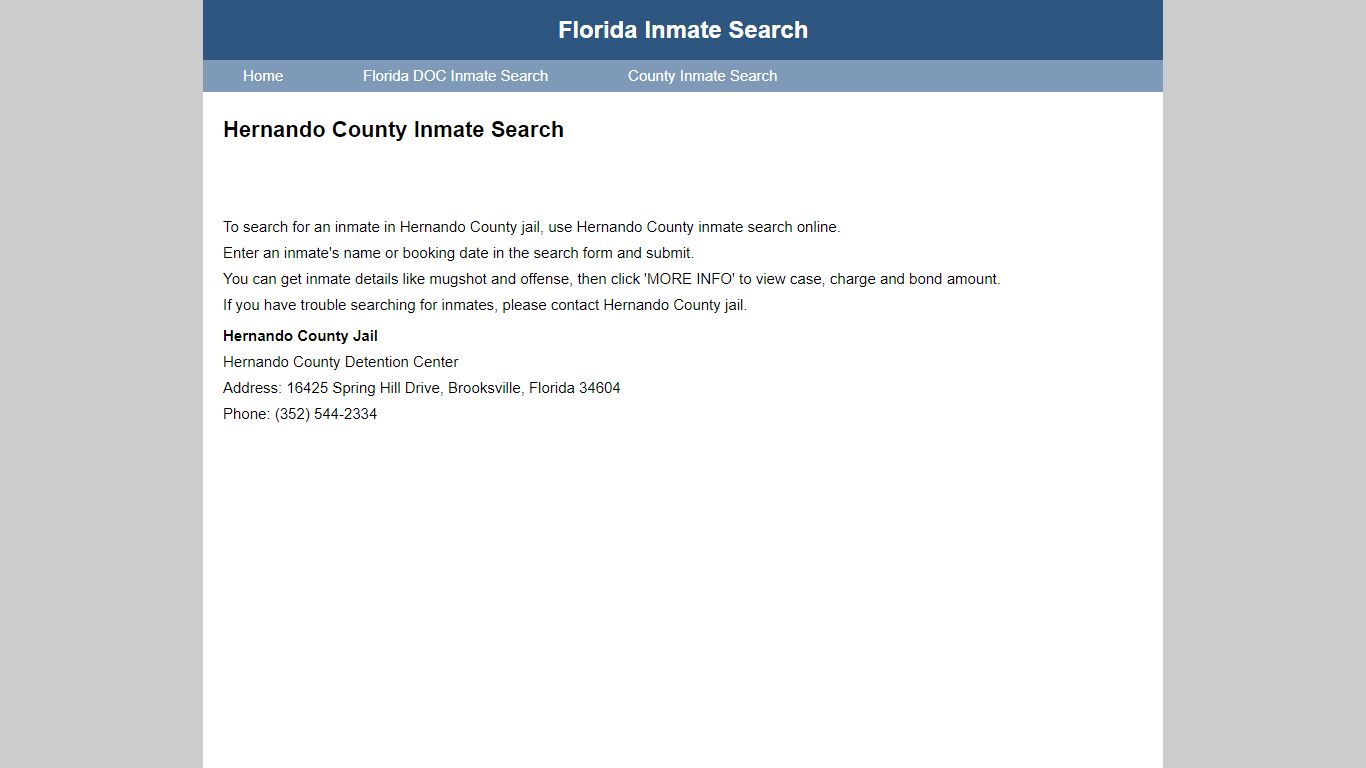 Hernando County Inmate Search